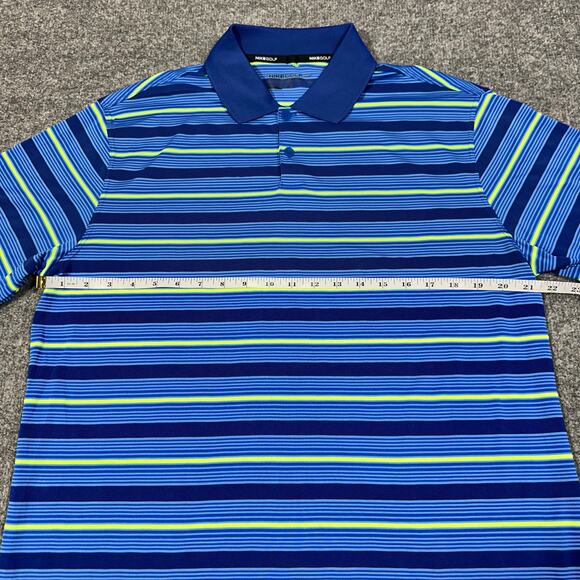 Nike Golf Tour Performance Dri-Fit Blue Striped Short Sleeve Polo Shirt Size L - Picture 4 of 7